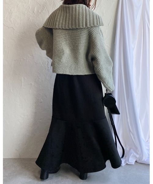 She's Closet(シーズクローゼット)の「ワイドリブ編み襟付きボリュームスリーブセーラーカラーニット(ニット/セーター・レディース・グレイッシュベージュ/アイボリー/オリーブ/ブラック・FREE)」の21枚目の写真
