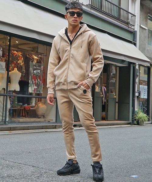 JOKER(ジョーカー)の「【上下セット】セットアップ 2点セット スウェット ベロア パーカー 春服(セットアップ・メンズ・ネイビー/グレー/ブラック/ベージュ・L/XL/M)」の4枚目の写真