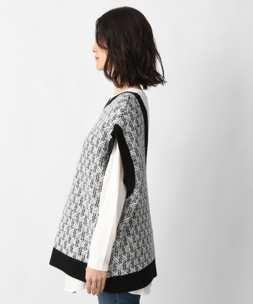 LEPSIM（レプシィム）の「マタニティ／5ゲージ幾何学柄ニットベスト　239274（マタニティウェア/グッズ・レディース・ブラック/ベージュ・FREE）」の8枚目の写真