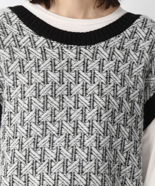 LEPSIM（レプシィム）の「マタニティ／5ゲージ幾何学柄ニットベスト　239274（マタニティウェア/グッズ・レディース・ブラック/ベージュ・FREE）」の15枚目の写真