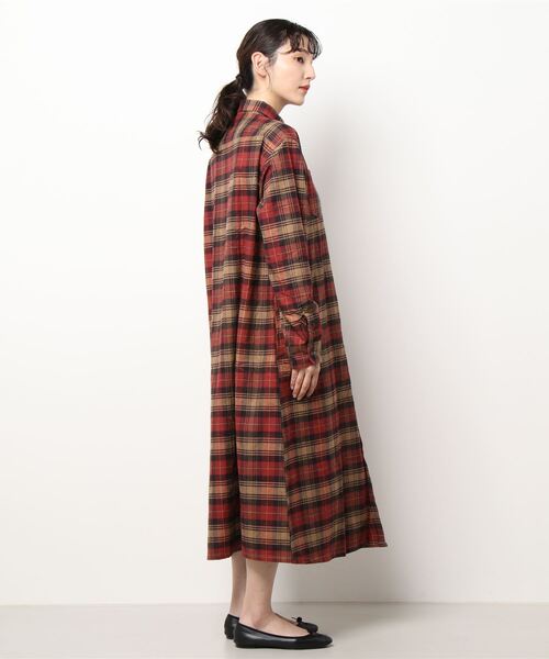 OLD BETTY'S（オールドベティーズ）の「Flannel Check Long Shirts（ワンピース・レディース・レッド/グレー・FREE）」の3枚目の写真