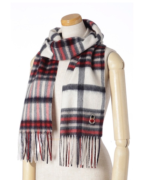 MACKINTOSH PHILOSOPHY(マッキントッシュ フィロソフィー)の「【WEB限定】ウール100% バッキンガムベアマフラー(マフラー・レディース・グレー/ダークネイビー/ネイビー/ベージュ/ダークブルー/スカイブルー/アイボリー/ライトオレンジ系/オフホワイト/レッド/イエロー/グリーン/クリアレッド・FREE)」の2枚目の写真