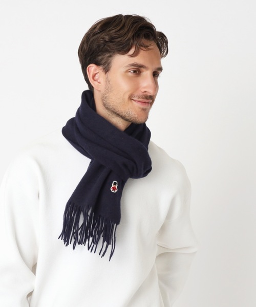 MACKINTOSH PHILOSOPHY バッキンガムベア マフラー　ネイビー バッキンガムベア ワンポイント ボアマフラー(マフラー