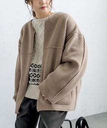 PUAL CE CIN | 2WAYリバーシブルショートコート(ノーカラージャケット)