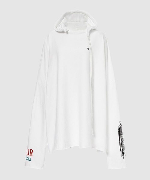 RAF SIMONS（ラフシモンズ）の「Oversized printed hoodie with asymmetrical（スウェット・レディース・オフホワイト/ブラック・1/2）」の2枚目の写真