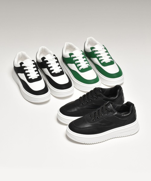SVEC（シュベック）の「チャンキー ボリュームソール レトロ 厚底 ローテクスニーカー（スニーカー・レディース・ブラック/グリーン/ブラック×ブラック/ホワイト・39/40/38/37/36）」の5枚目の写真