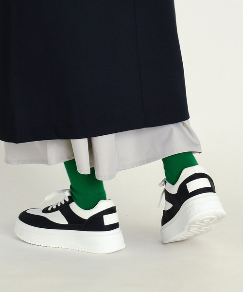 SVEC（シュベック）の「チャンキー ボリュームソール レトロ 厚底 ローテクスニーカー（スニーカー・レディース・ブラック/グリーン/ブラック×ブラック/ホワイト・39/40/38/37/36）」の10枚目の写真