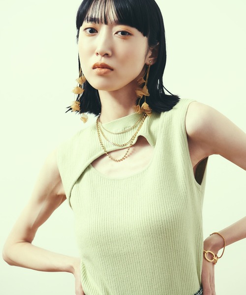 LAYMEE(レイミー)の「Swift 2way knit / スウィフト2wayニット(ニット/セーター・レディース・ミント/ピンクベージュ/グレー系その他/ブラック・FREE)」の4枚目の写真