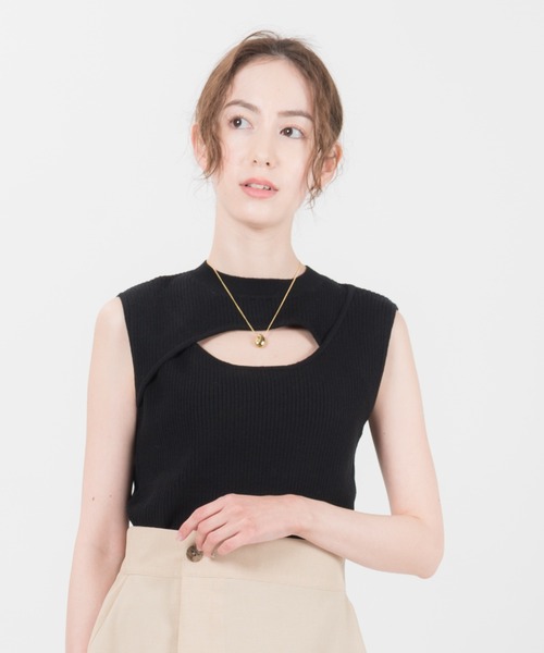 LAYMEE(レイミー)の「Swift 2way knit / スウィフト2wayニット(ニット/セーター・レディース・ミント/ピンクベージュ/グレー系その他/ブラック・FREE)」の2枚目の写真