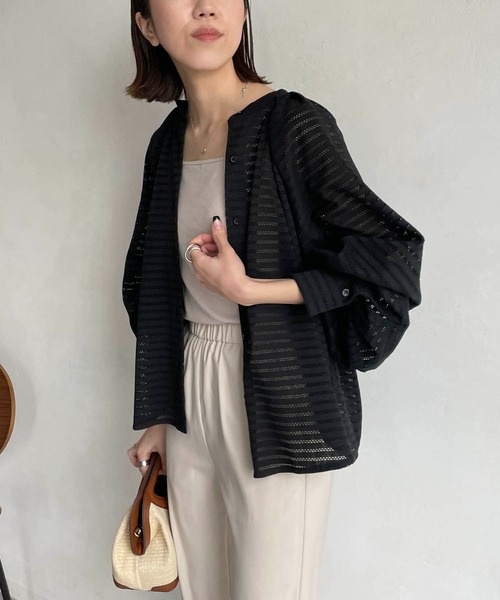 CAPRICIEUX LE'MAGE（カプリシューレマージュ）の「ボーダーレースシャツ（シャツ/ブラウス・レディース・ホワイト/ブラック・FREE）」の7枚目の写真