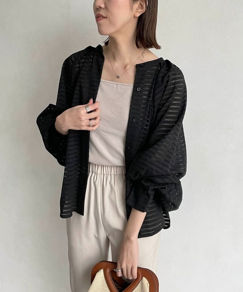 CAPRICIEUX LE'MAGE（カプリシューレマージュ）の「ボーダーレースシャツ（シャツ/ブラウス・レディース・ホワイト/ブラック・FREE）」の8枚目の写真