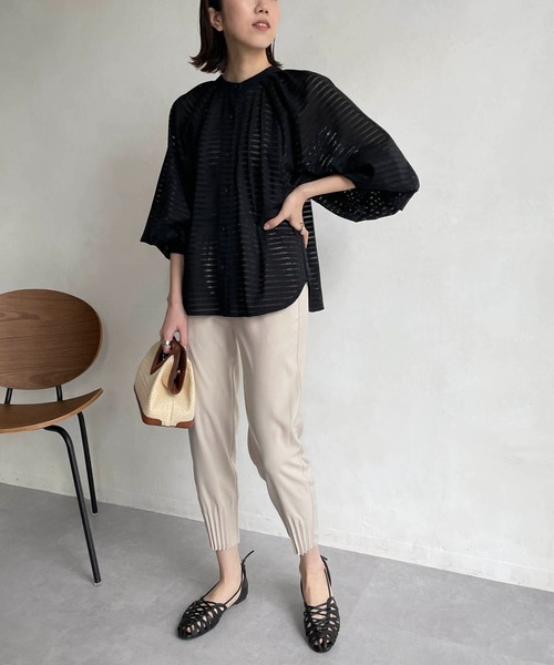 CAPRICIEUX LE'MAGE（カプリシューレマージュ）の「ボーダーレースシャツ（シャツ/ブラウス・レディース・ホワイト/ブラック・FREE）」の10枚目の写真