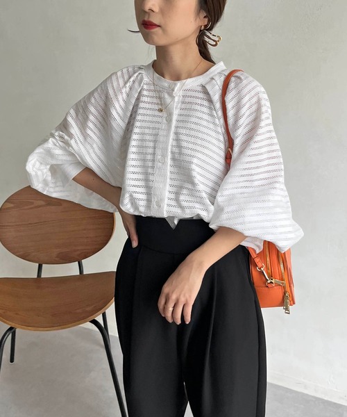 CAPRICIEUX LE'MAGE（カプリシューレマージュ）の「ボーダーレースシャツ（シャツ/ブラウス・レディース・ホワイト/ブラック・FREE）」の15枚目の写真