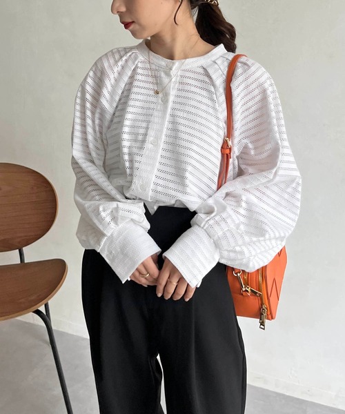 CAPRICIEUX LE'MAGE（カプリシューレマージュ）の「ボーダーレースシャツ（シャツ/ブラウス・レディース・ホワイト/ブラック・FREE）」の17枚目の写真