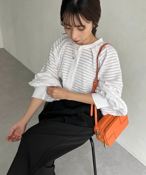 CAPRICIEUX LE'MAGE（カプリシューレマージュ）の「ボーダーレースシャツ（シャツ/ブラウス・レディース・ホワイト/ブラック・FREE）」の18枚目の写真