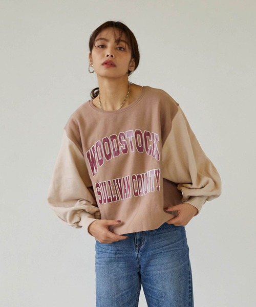 179/WG(イチナナキュウダブルジー)の「ドッキングスウェットプル(スウェット・レディース・グリーン/ブラウン/グレー・FREE)」の2枚目の写真