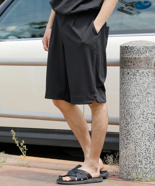 Beno（ビーノ）の「ストレッチカットジョーゼット リラックス ショートパンツ（スウェットパンツ・メンズ・ライトグレー/グレイッシュブルー/ベージュ/ブラック/ネイビー/グレー・XL/L/M/S）」の2枚目の写真