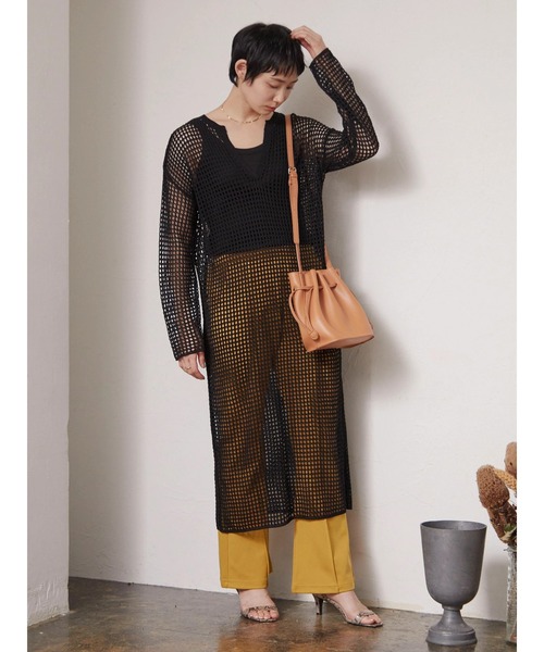 armonia（アルモニーア）の「armonia 透かし編みニットワンピース（ワンピース・レディース・ブラック/ブラウン/オフホワイト・FREE）」の10枚目の写真