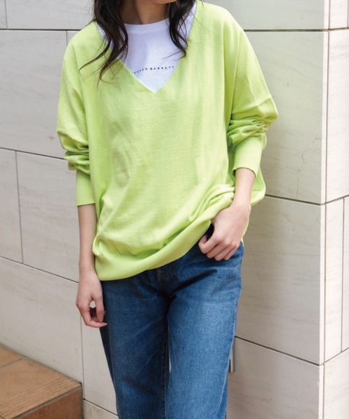 Banner Barrett(バナーバレット)の「カシミヤVネックプルオーバー(ニット/セーター・レディース・オフホワイト/ブラック/グレー/ライトブルー/イエロー/イエロー×グリーン/ピンク・38)」の6枚目の写真