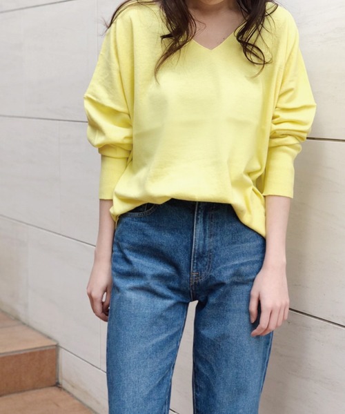 Banner Barrett(バナーバレット)の「カシミヤVネックプルオーバー(ニット/セーター・レディース・オフホワイト/ブラック/グレー/ライトブルー/イエロー/イエロー×グリーン/ピンク・38)」の12枚目の写真