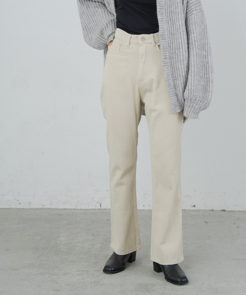 Aunt Marie's（アントマリーズ）の「ハイウエストカラーカツラギパンツ（デニムパンツ・レディース・ブラウン/グリーン/ナチュラル・FREE/S）」の3枚目の写真