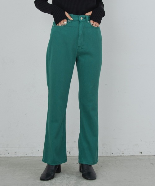 Aunt Marie's（アントマリーズ）の「ハイウエストカラーカツラギパンツ（デニムパンツ・レディース・ブラウン/グリーン/ナチュラル・FREE/S）」の10枚目の写真