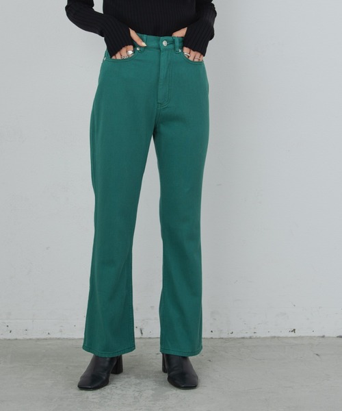 Aunt Marie's（アントマリーズ）の「ハイウエストカラーカツラギパンツ（デニムパンツ・レディース・ブラウン/グリーン/ナチュラル・FREE/S）」の9枚目の写真