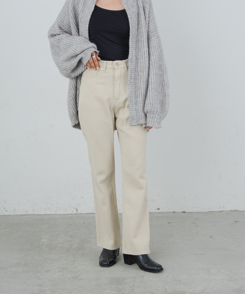 Aunt Marie's（アントマリーズ）の「ハイウエストカラーカツラギパンツ（デニムパンツ・レディース・ブラウン/グリーン/ナチュラル・FREE/S）」の7枚目の写真