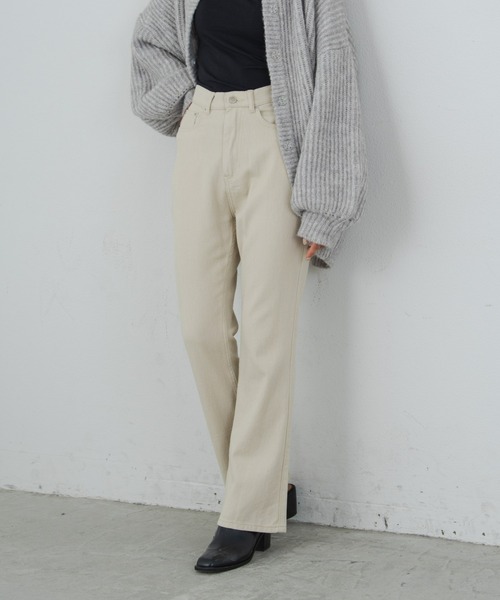 Aunt Marie's（アントマリーズ）の「ハイウエストカラーカツラギパンツ（デニムパンツ・レディース・ブラウン/グリーン/ナチュラル・FREE/S）」の8枚目の写真