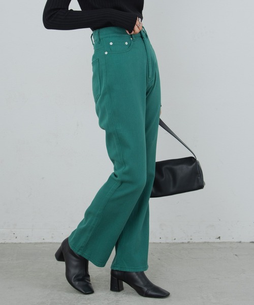 Aunt Marie's（アントマリーズ）の「ハイウエストカラーカツラギパンツ（デニムパンツ・レディース・ブラウン/グリーン/ナチュラル・FREE/S）」の11枚目の写真