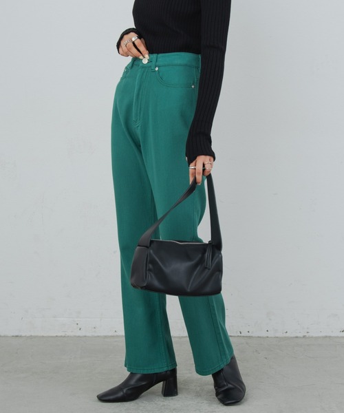 Aunt Marie's（アントマリーズ）の「ハイウエストカラーカツラギパンツ（デニムパンツ・レディース・ブラウン/グリーン/ナチュラル・FREE/S）」の12枚目の写真