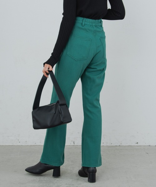 Aunt Marie's（アントマリーズ）の「ハイウエストカラーカツラギパンツ（デニムパンツ・レディース・ブラウン/グリーン/ナチュラル・FREE/S）」の4枚目の写真