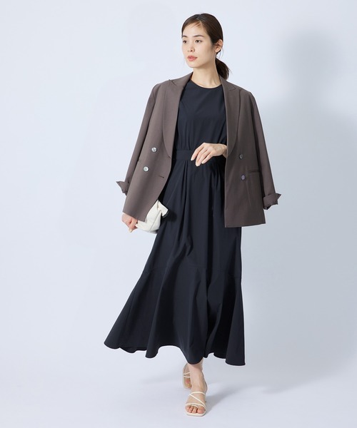 ROPE'（ロペ）の「セパレート風パフスリーブフレアーワンピース（ワンピース・レディース・ブラウン/ネイビー・36/38）」の3枚目の写真