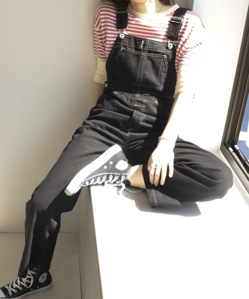 fredy repit（フレディレピ）の「コットンツイルサロペット（サロペット/オーバーオール・レディース・ブラック/オフホワイト・38）」の2枚目の写真