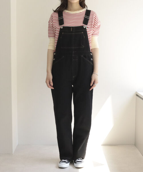 fredy repit（フレディレピ）の「コットンツイルサロペット（サロペット/オーバーオール・レディース・ブラック/オフホワイト・38）」の17枚目の写真