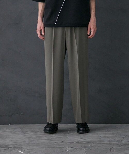 パブリックトウキョウ　ジョーゼットパンツ ウールジョーゼットリラックスパンツ(1 LIGHT GREY