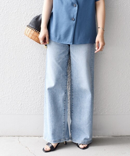 SOMETHING（サムシング）の「*SOMETHING LISAワイドデニム◇（デニムパンツ・レディース・サックスブルー/ブルー・SMALL/MEDIUM/X-SMALL）」の2枚目の写真