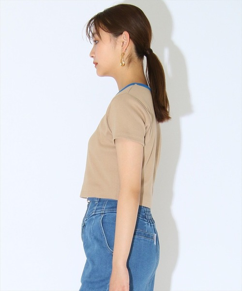 REDYAZEL(レディアゼル)の「リンガークロップドTシャツ(Tシャツ/カットソー・レディース・オフホワイト/ベージュ/ネイビー/ブラック・FREE)」の15枚目の写真