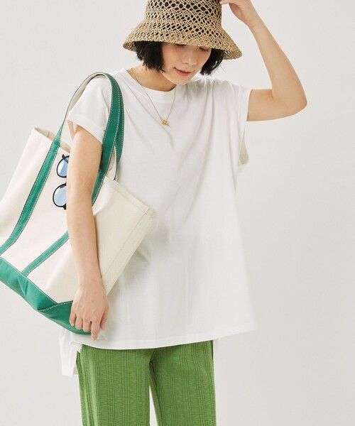 FREAK'S STORE（フリークスストア）の「カラーフレンチスリーブTシャツ（Tシャツ/カットソー・レディース・オレンジ/オフホワイト/グリーン/ブラック/ピンク・ﾌﾘ-）」の2枚目の写真