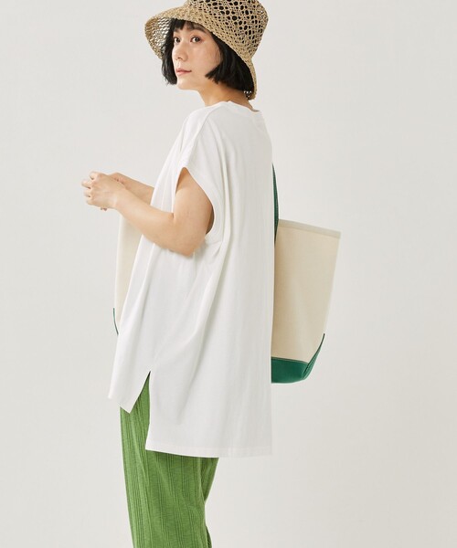 FREAK'S STORE（フリークスストア）の「カラーフレンチスリーブTシャツ（Tシャツ/カットソー・レディース・オレンジ/オフホワイト/グリーン/ブラック/ピンク・ﾌﾘ-）」の15枚目の写真