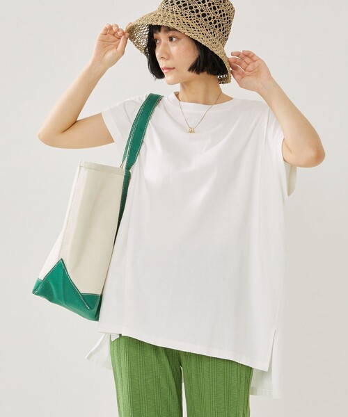 FREAK'S STORE（フリークスストア）の「カラーフレンチスリーブTシャツ（Tシャツ/カットソー・レディース・オレンジ/オフホワイト/グリーン/ブラック/ピンク・ﾌﾘ-）」の18枚目の写真