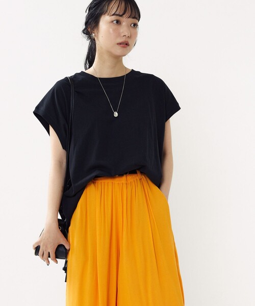 FREAK'S STORE（フリークスストア）の「カラーフレンチスリーブTシャツ（Tシャツ/カットソー・レディース・オレンジ/オフホワイト/グリーン/ブラック/ピンク・ﾌﾘ-）」の21枚目の写真