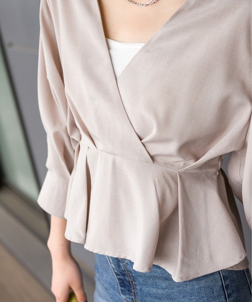 SpRay（スプレイ）の「カシュクール６分袖　ブラウス（シャツ/ブラウス・レディース・ベージュ/ブラック/アイボリー・FREE）」の9枚目の写真