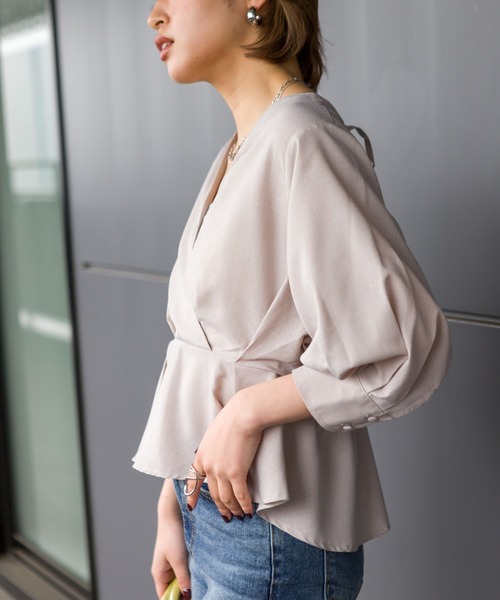 SpRay（スプレイ）の「カシュクール６分袖　ブラウス（シャツ/ブラウス・レディース・ベージュ/ブラック/アイボリー・FREE）」の10枚目の写真