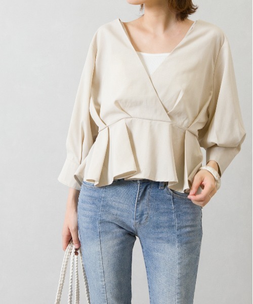 SpRay（スプレイ）の「カシュクール６分袖　ブラウス（シャツ/ブラウス・レディース・ベージュ/ブラック/アイボリー・FREE）」の13枚目の写真