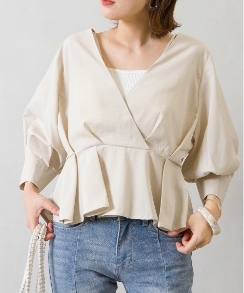 SpRay（スプレイ）の「カシュクール６分袖　ブラウス（シャツ/ブラウス・レディース・ベージュ/ブラック/アイボリー・FREE）」の12枚目の写真