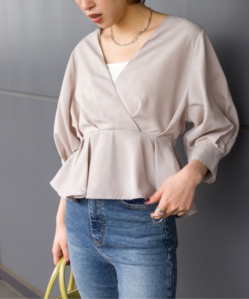 SpRay（スプレイ）の「カシュクール６分袖　ブラウス（シャツ/ブラウス・レディース・ベージュ/ブラック/アイボリー・FREE）」の8枚目の写真