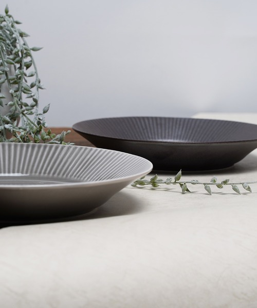 Rikkachic / リッカシック 協立陶器 ラインプレート L 皿 プレート 色違い2枚セット Line plate pairL KRT（食器）｜salle de bal（サルデバル）