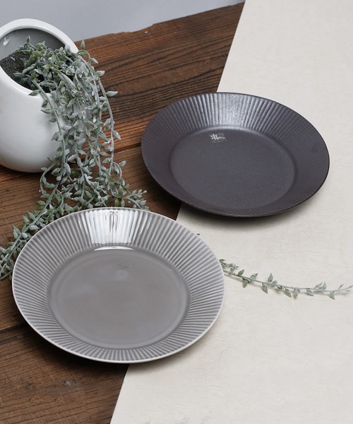 Rikkachic / リッカシック 協立陶器 ラインプレート L 皿 プレート 色違い2枚セット Line plate pairL KRT（食器）｜salle de bal（サルデバル）