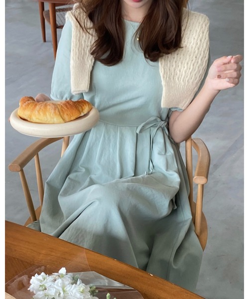 mood for a day（ムードフォーアデイ）の「simon ribbon onepiece/サイドリボンロングワンピース（ワンピース・レディース・ピンク/ブルー/アイボリー/ミント・FREE）」の10枚目の写真